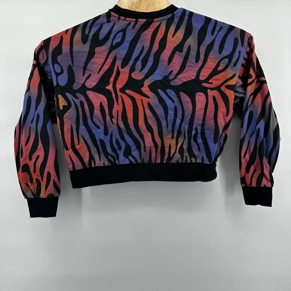 Adidas Long Sleeve women's medium Crop Top, Multicolor Zebra‎ Print Sweatshirt